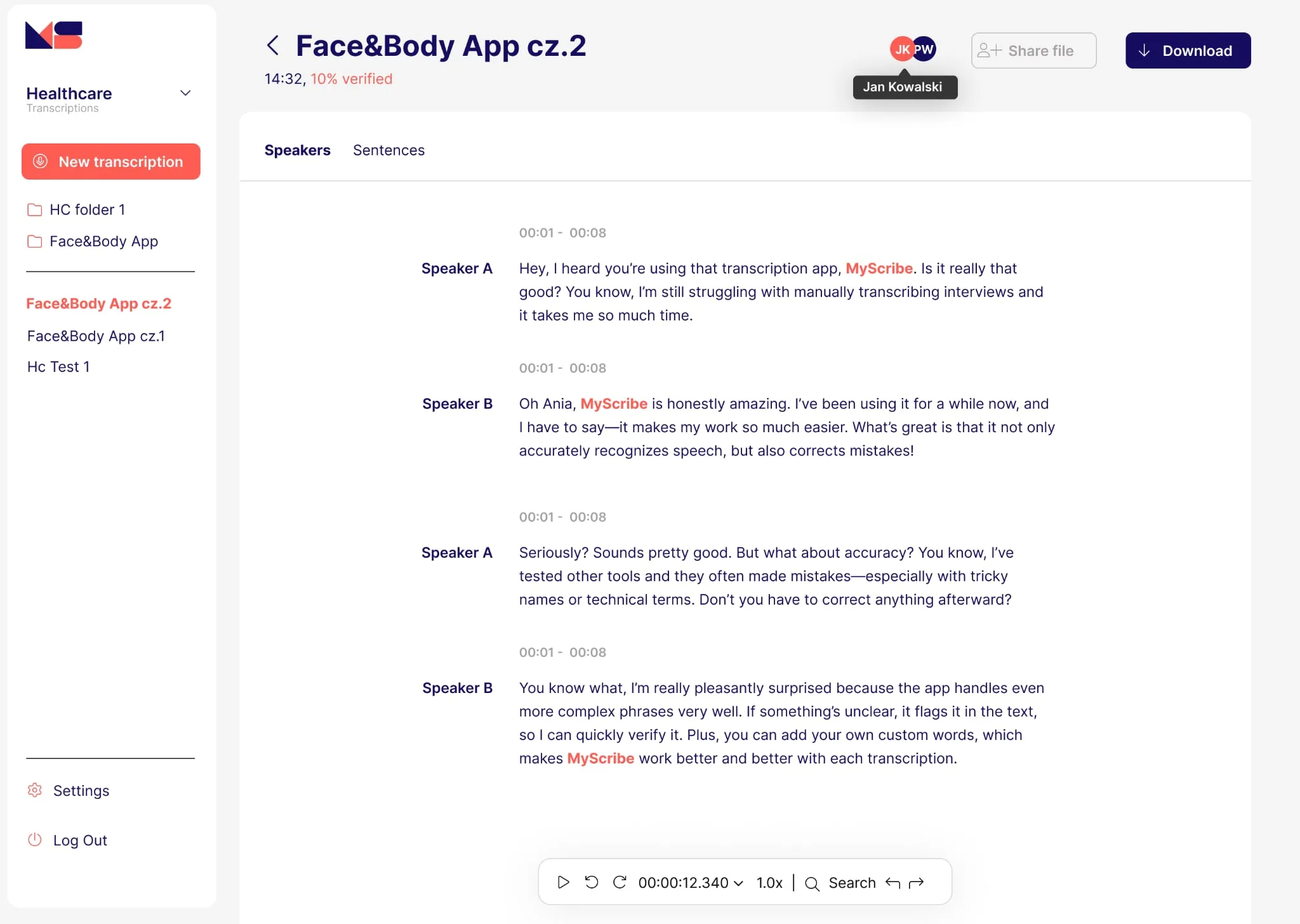 Application window example